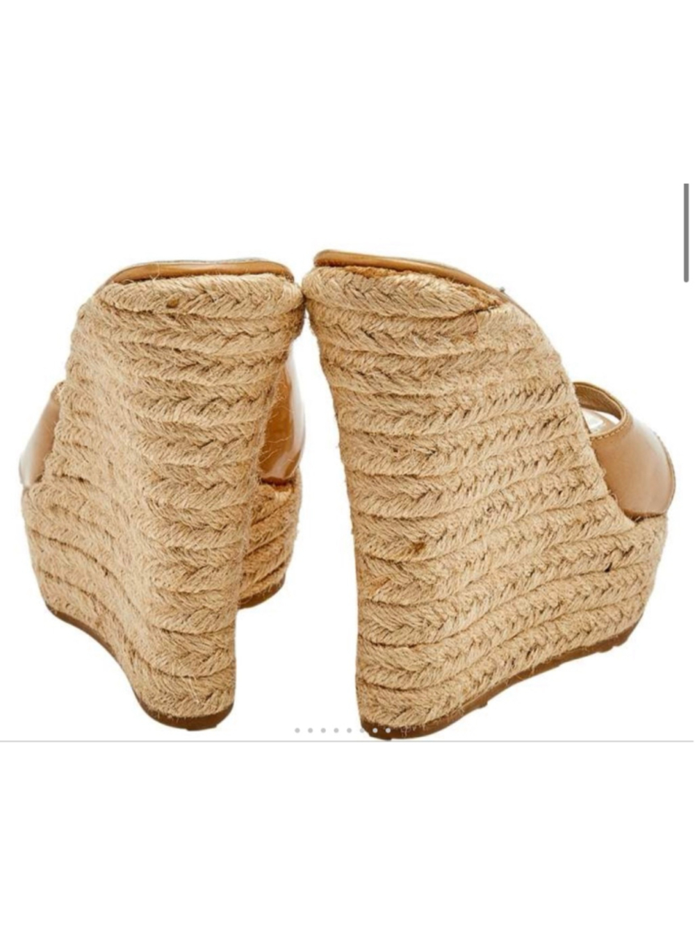 EUC Jimmy Choo Beige Patent Leather Espadrille Wedges Size 39/9 - Picture 4 of 6